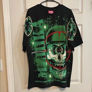 Mishka Public Enemy Black and Green Graphic T-Shirt